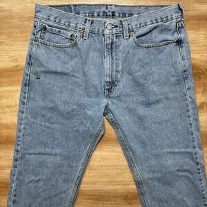 Levis 505 Jeans Mens 34x32 Blue Straight Leg Regular Denim Pants Workwear Casual